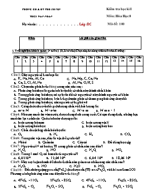 Bộ đề kiểm tra học kỳ I môn Hóa học Lớp 8 - Trường THCS Văn Nhân
